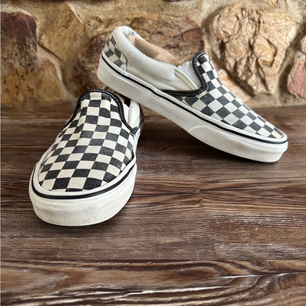Vans Black and White Checkered Slip-On Shoes